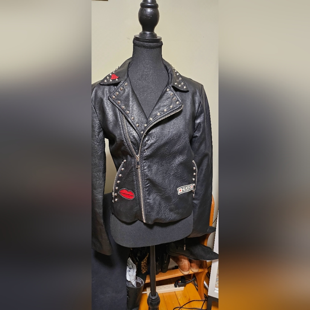 Vegan leather moto jacket